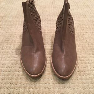 Aquatalia Brown Woven Leather Heeled Ankle Boots